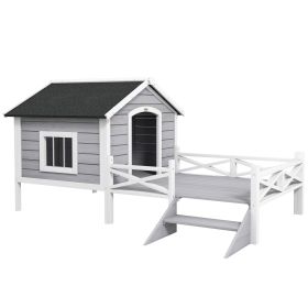 Small/Medium Dog House with Porch, Gray