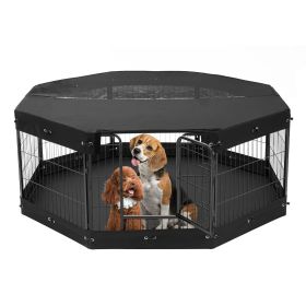 VEVOR Dog Playpen, 8 Pcs 24 x 24 in Panels Foldable Metal Pet Exercise Pen, Dog Fence Indoor and Outdoor Pen with Door, Storage Bag
