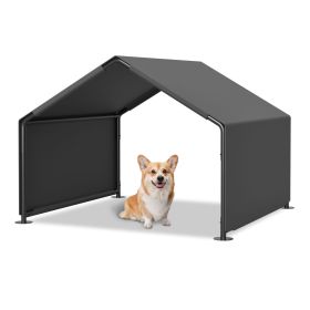 4' x 4' x 3' Outdoor Dog Shade Shelter, Waterproof Sun Protection Pet House for Dogs, Small Animals and Livestock, Gray