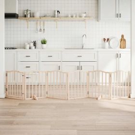 Dog Gate with Door Foldable 6 Panels 118.1 " Poplar Wood