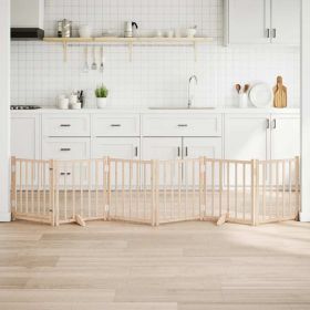 Dog Gate with Door Foldable 6 Panels 118.1 " Solid Wood Fir