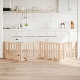 Dog Gate Set of 4 Brown Poplar wood 126 in Foldable Dog Gate