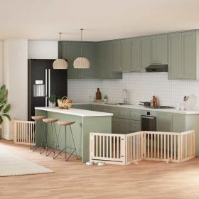 Dog Gate Set of 6 Natural Poplar wood 6 panels Foldable